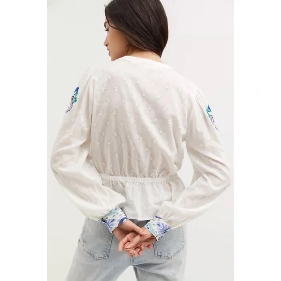 NWT Anthropologie Forever That Girl Embroidered Peplum Blouse - Picture 4 of 16
